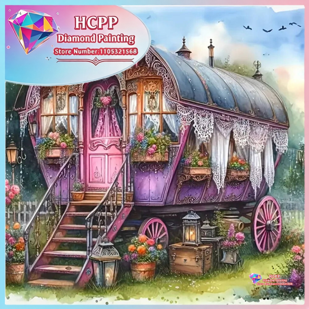 Unique Art Craft - Motorhome Landscape Diamond Painting Kit Square
