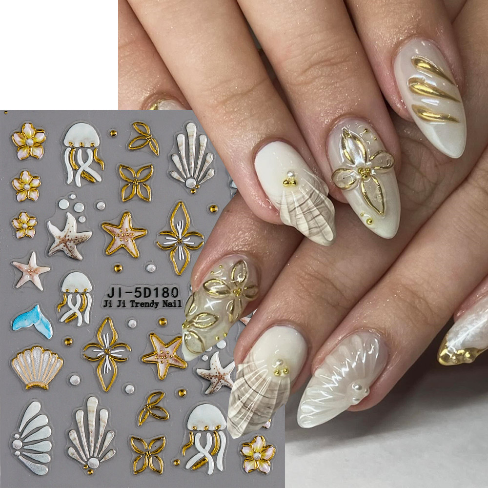 Art Craft Jellyfish - 5D Embossed Ocean Shells Jellyfish Starfish