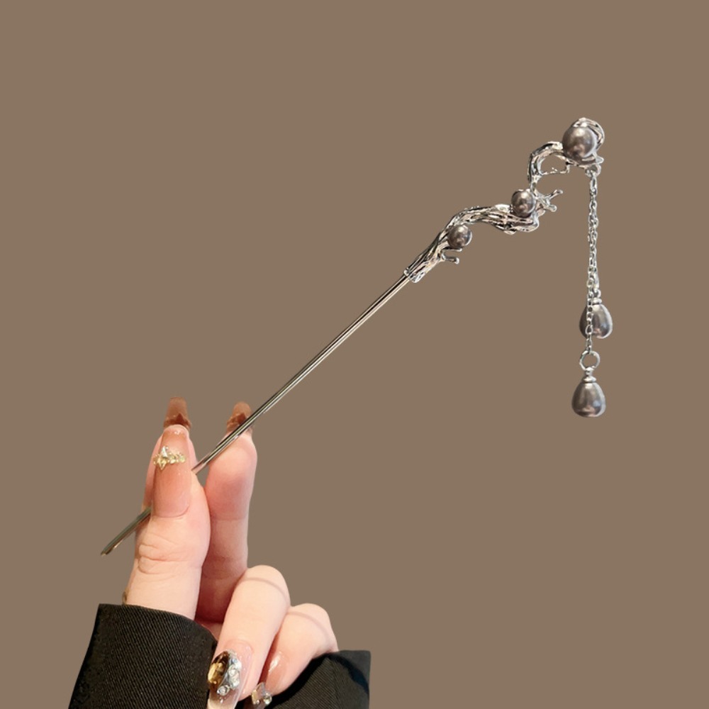 Art Craft Market - 1pc Elegant Chinese Hairpin Silver Toned