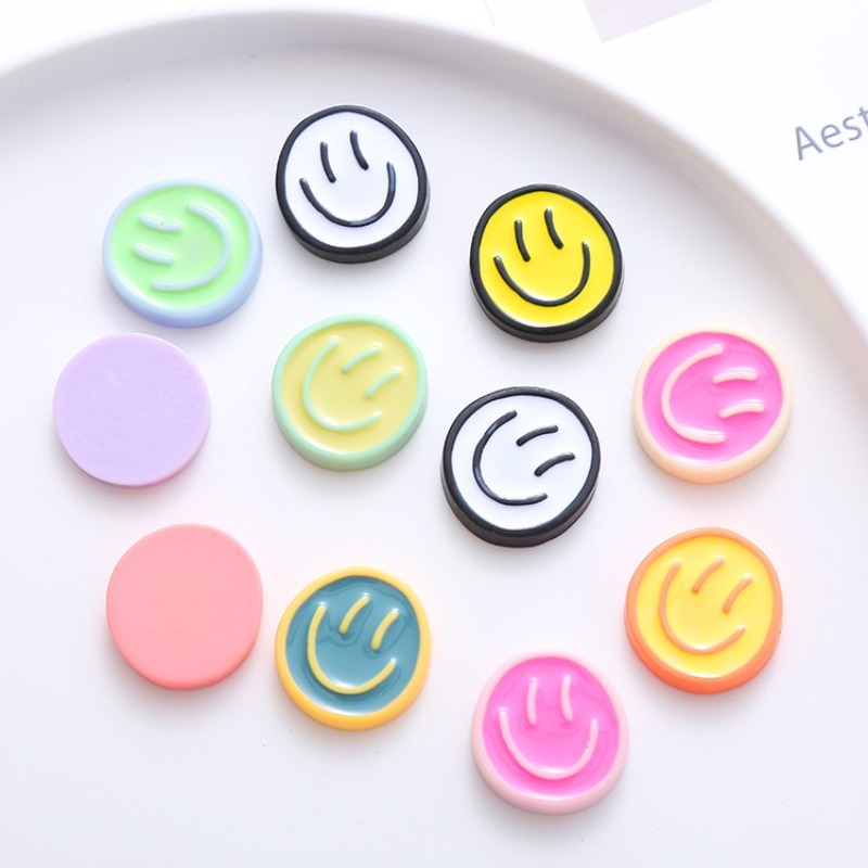 Art Craft Love - 10pcs Resin Round Smile Face Cabochons