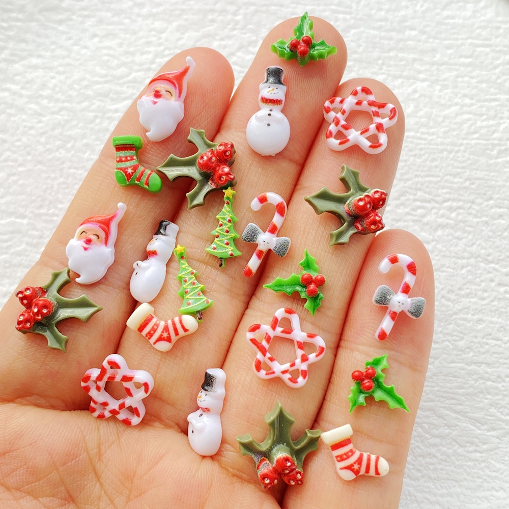 Art Craft Tree - 50Pcs Mixed Nail Art Resin Christmas