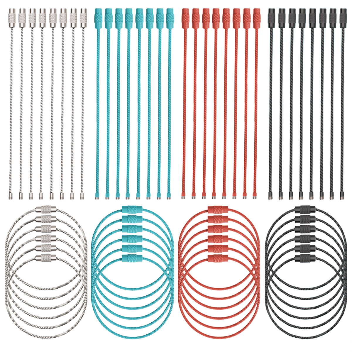 Art Craft Market - 5/15/25/40Pcs Extendable Wire Keychain Cable Large
