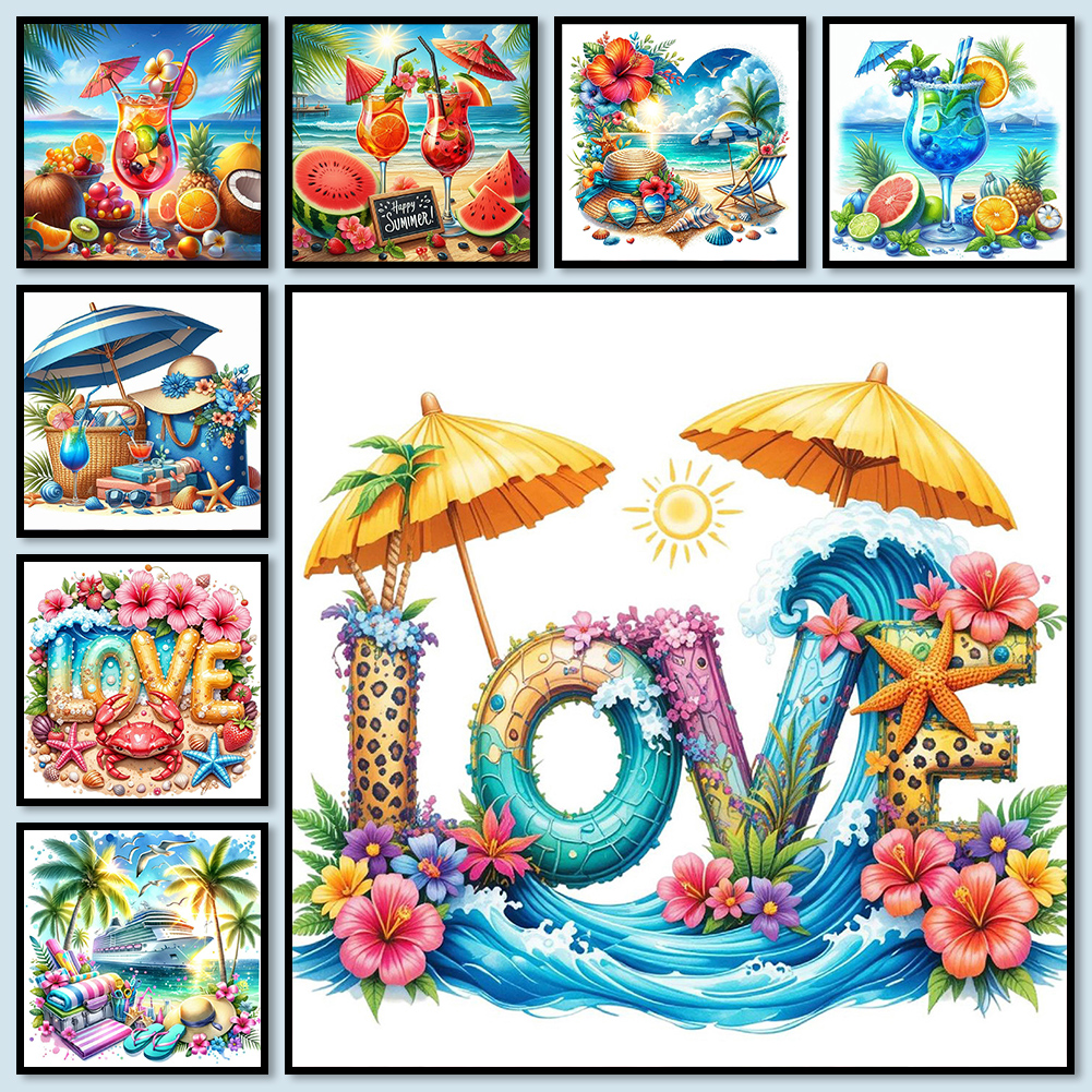 Art Craft Gift Ideas - Summer Beach Full DIY 5D Round