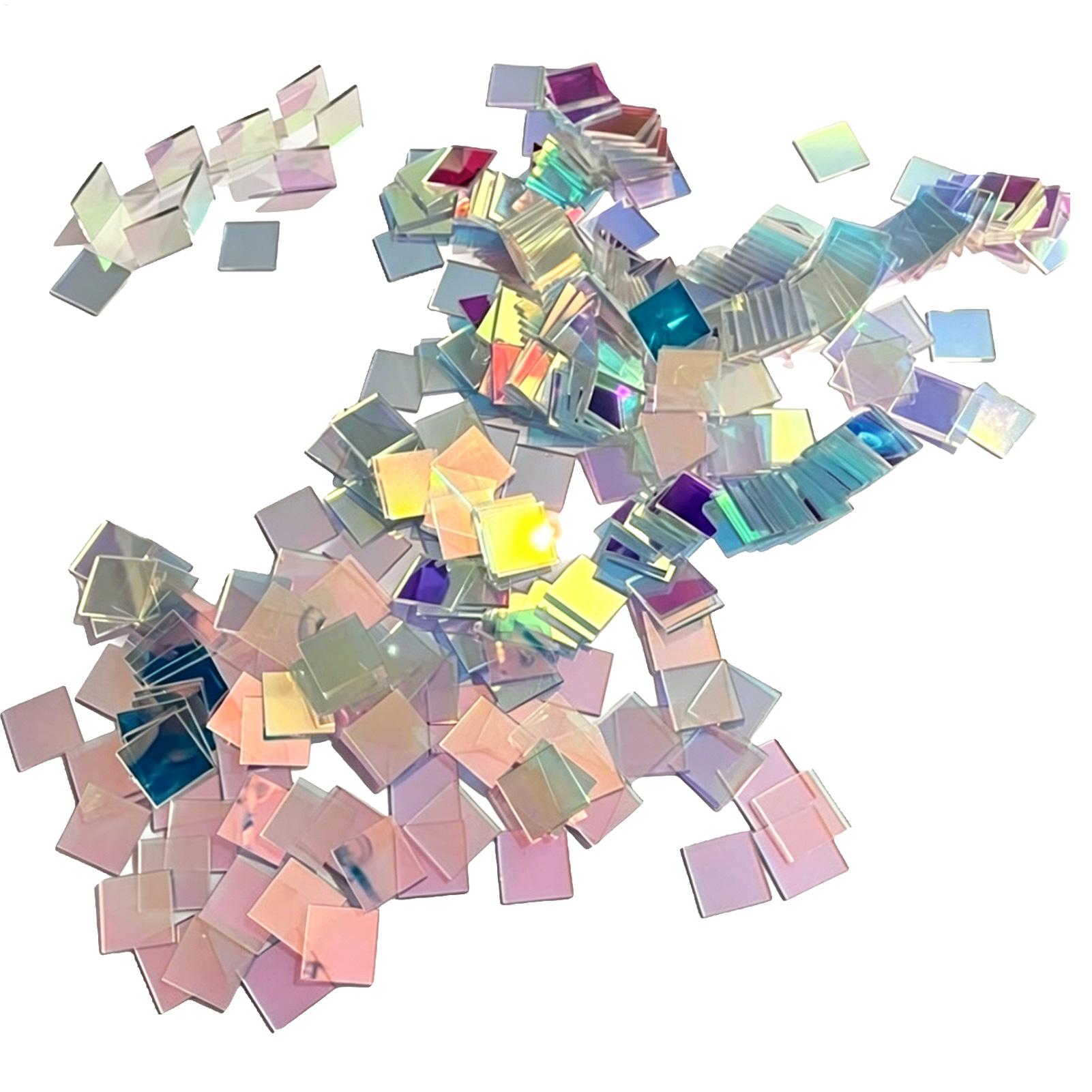 Art Craft Market - 50pcs/100pcs Rainbow Holographic Acrylic Squares Colored