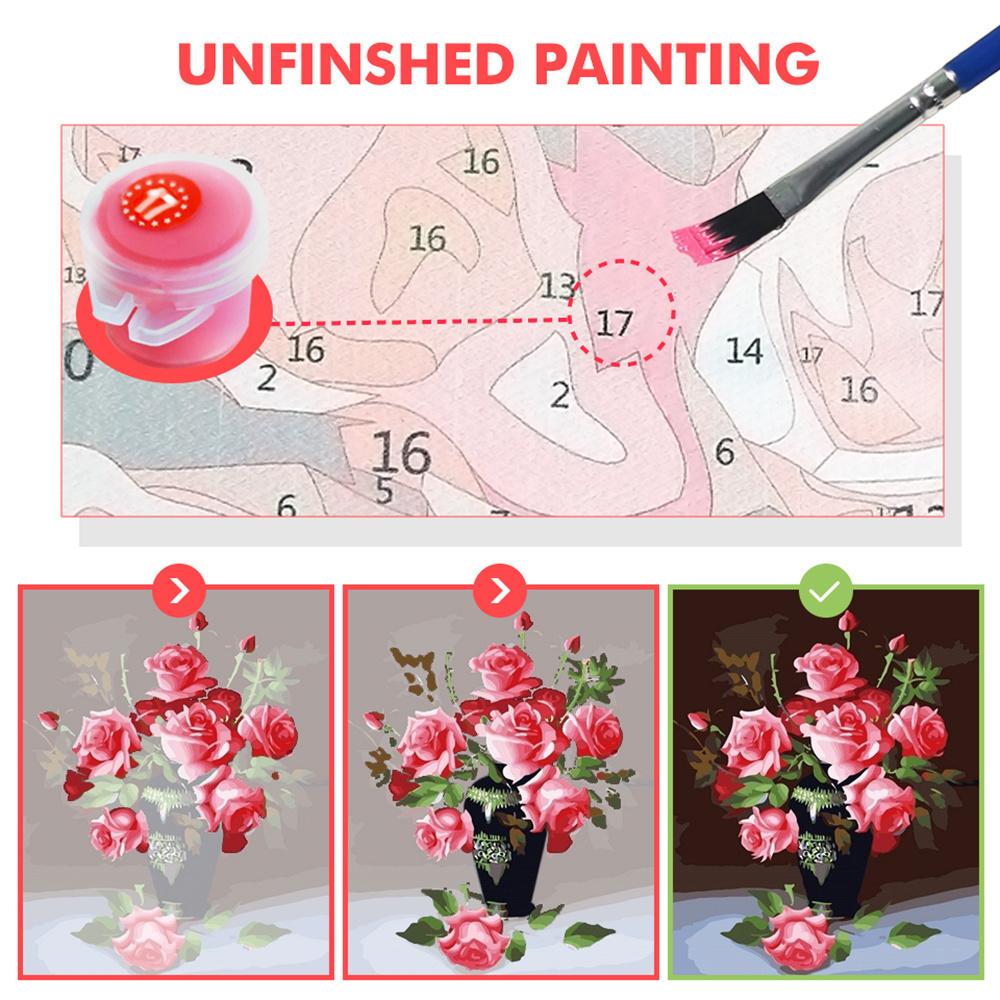 Portrait Girl Flowers Paint By - Art Craft Gift Ideas reseña y precio