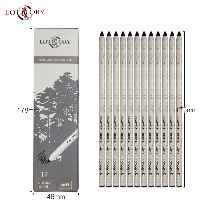 LOTORY 12pcs Black Sketch Char - Sketching Charcoal Set reseña y precio