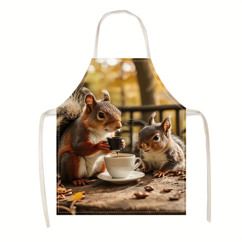 Linen Apron Squirrel Coffee Sc - Art Craft Gift Ideas reseña y precio