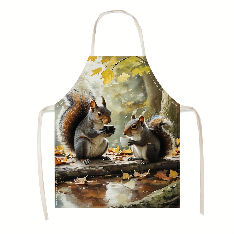 Linen Apron Squirrel Coffee Sc - Art Craft Gift Ideas reseña y precio