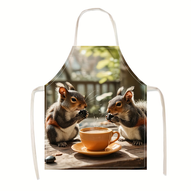 Linen Apron Squirrel Coffee Sc - Art Craft Gift Ideas reseña y precio