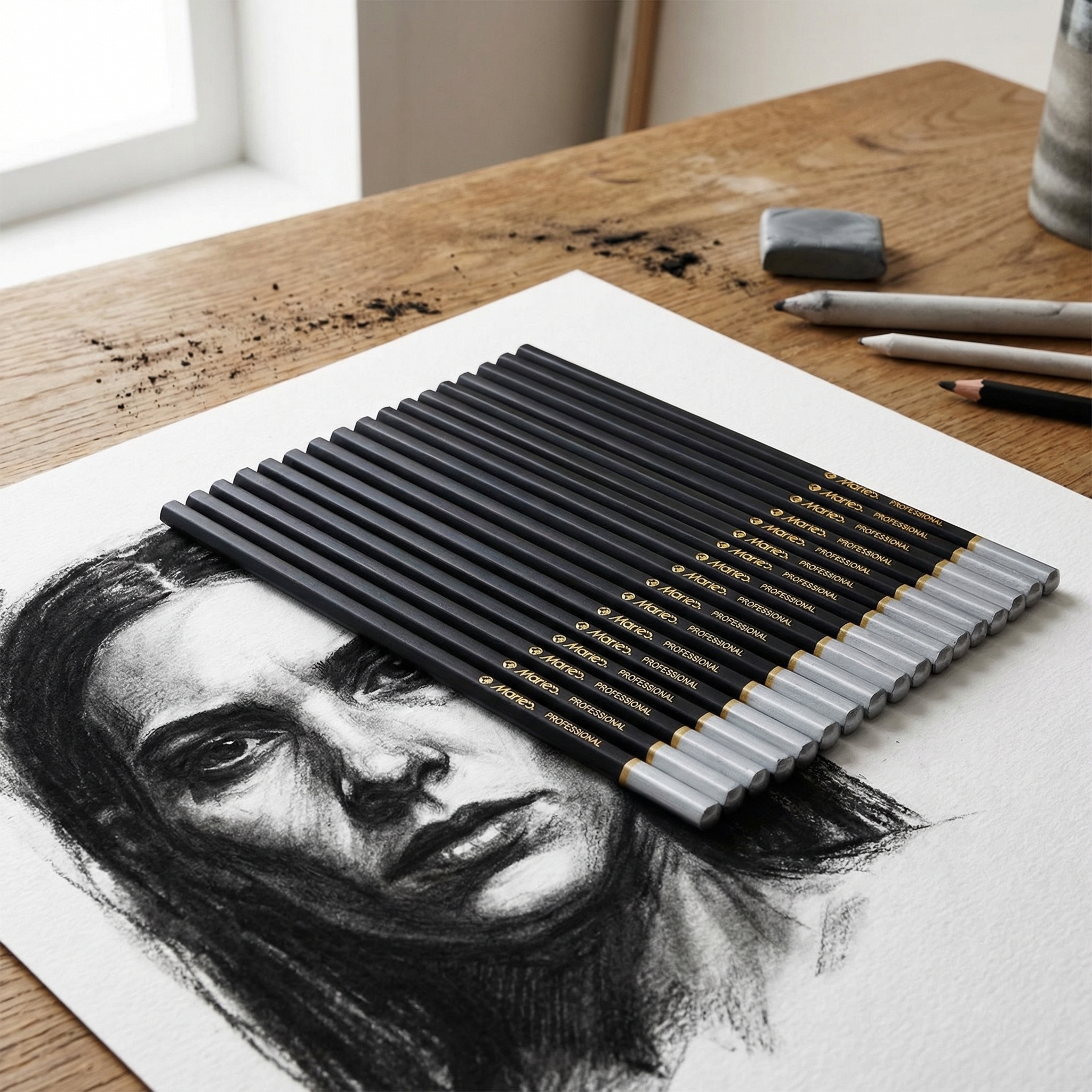 Marie's 12pcs Charcoal Pencils - Sketching Charcoal Set reseña y precio
