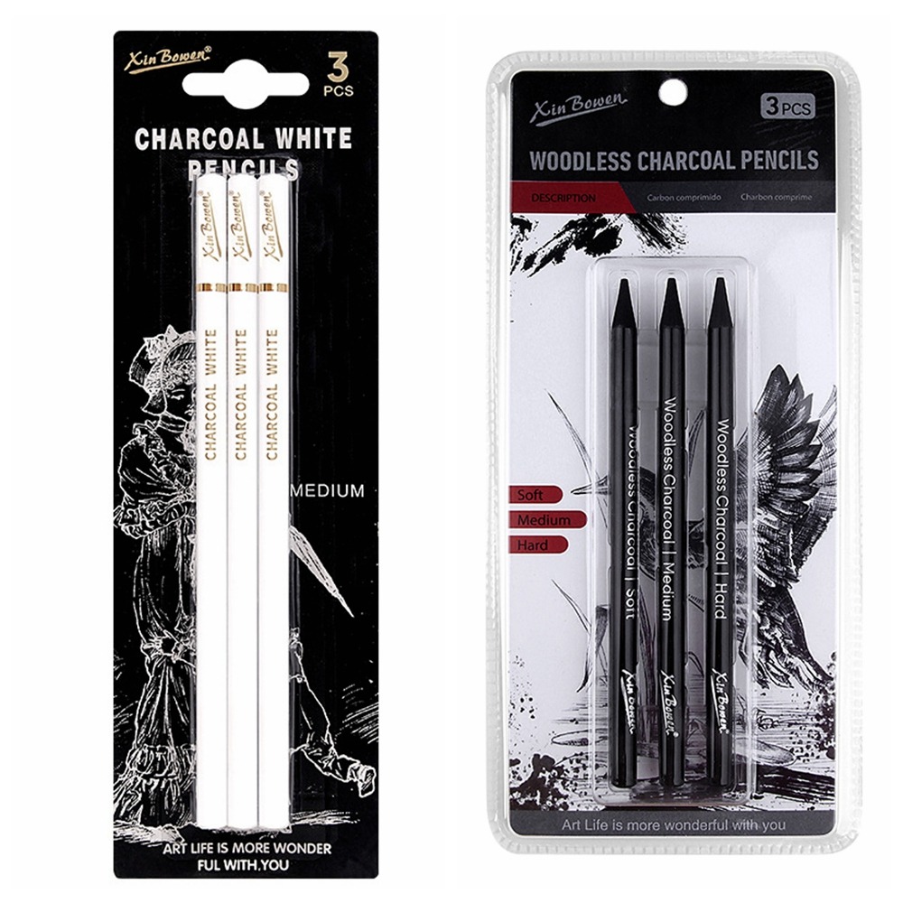3Pcs Soft/Medium/Hard Charcoal - Sketching Charcoal Set reseña y precio