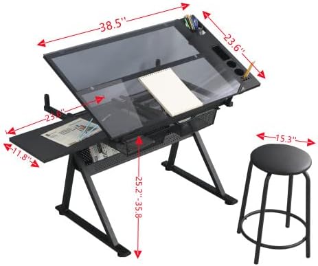 Glass Drafting Table Art Desk  - Art And Craft Studio reseña y precio