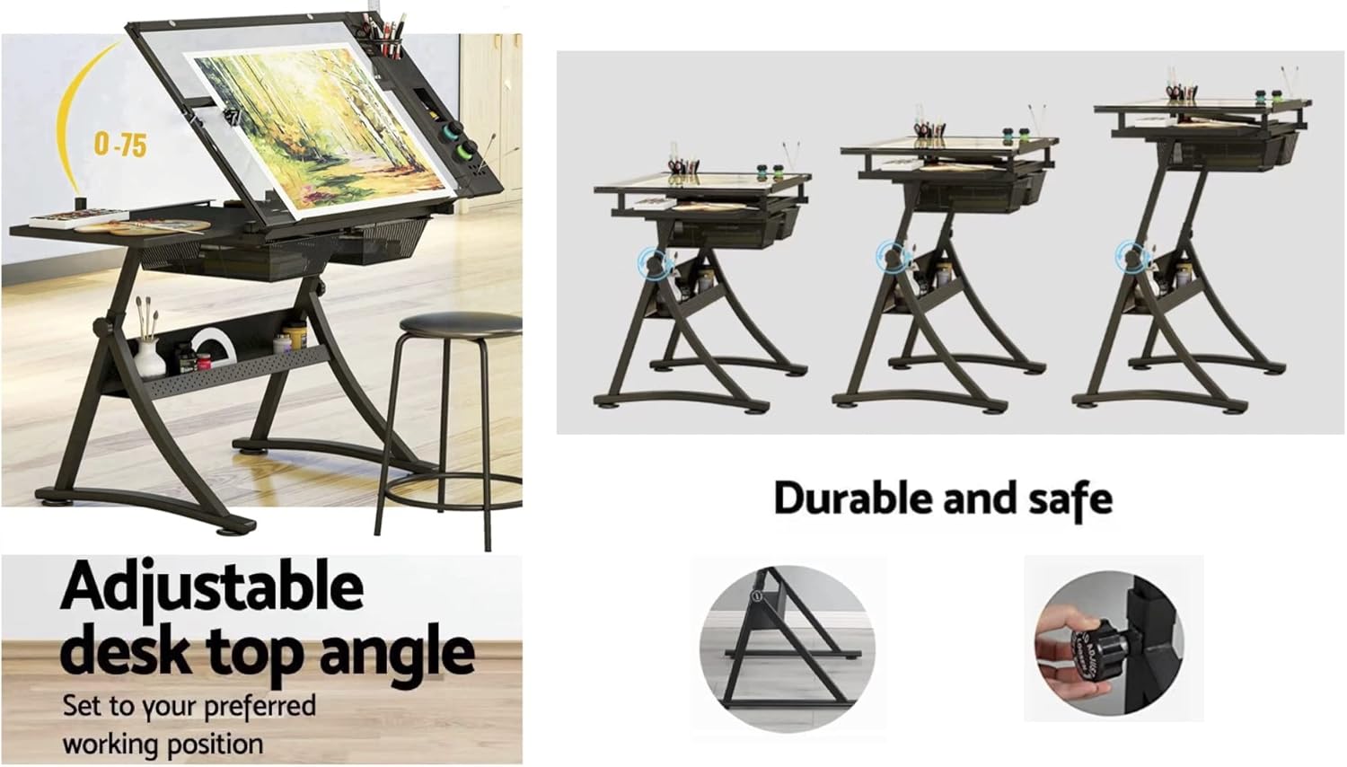 Glass Drafting Table Art Desk  - Art And Craft Studio reseña y precio