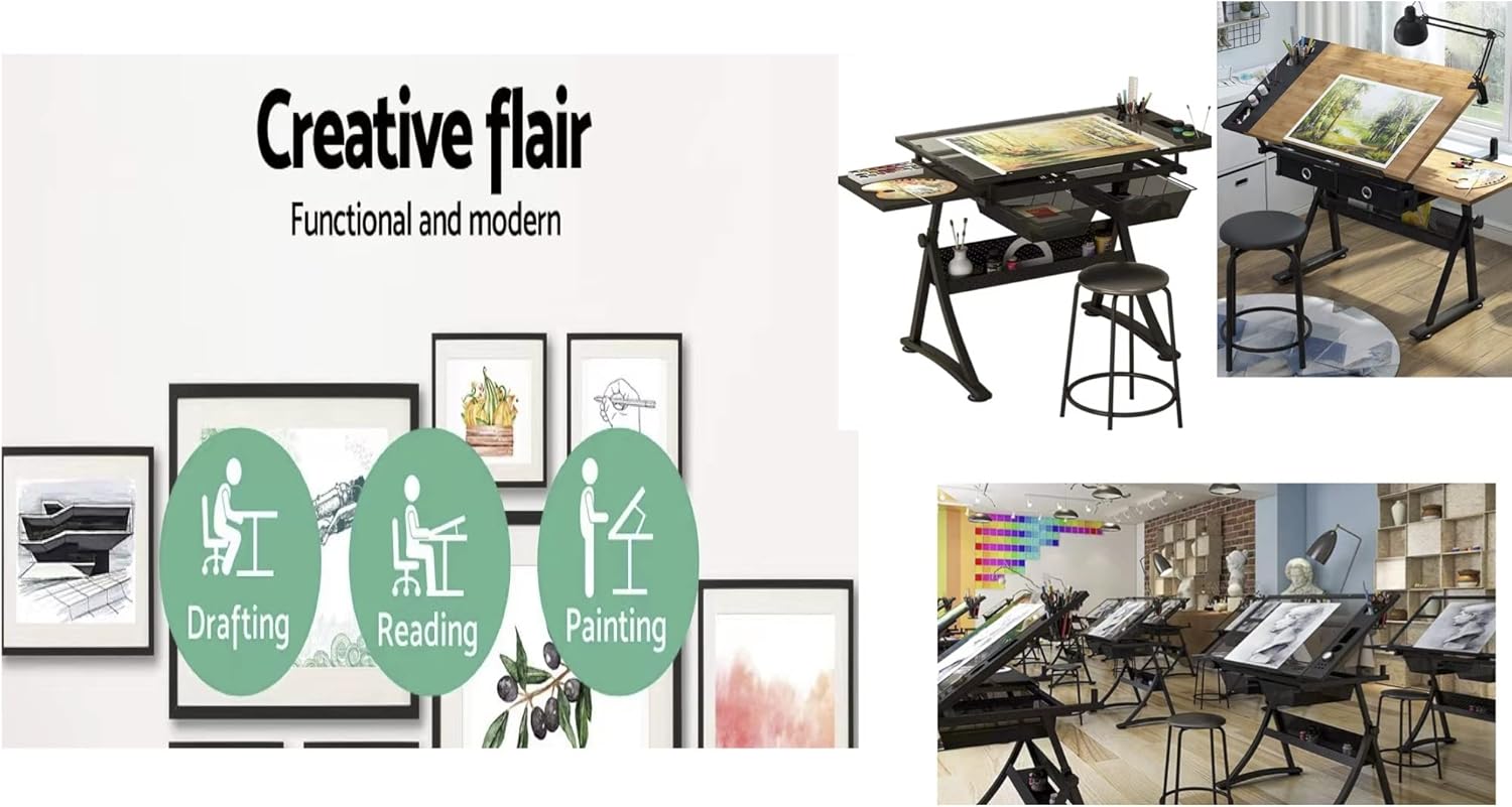 Glass Drafting Table Art Desk  - Art And Craft Studio reseña y precio