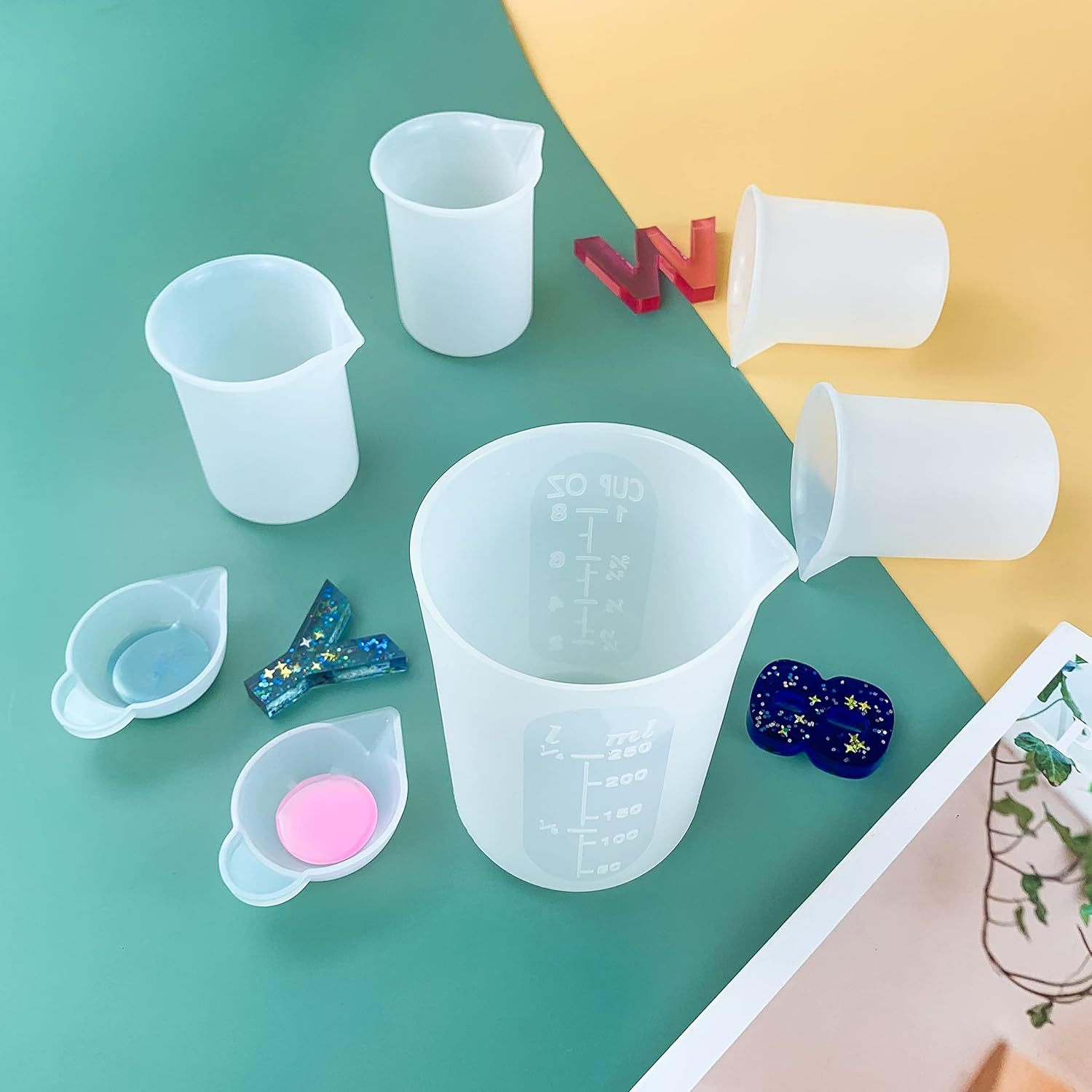 Silicone Mixing Measuring Cups - Acrylic Pour Paint reseña y precio