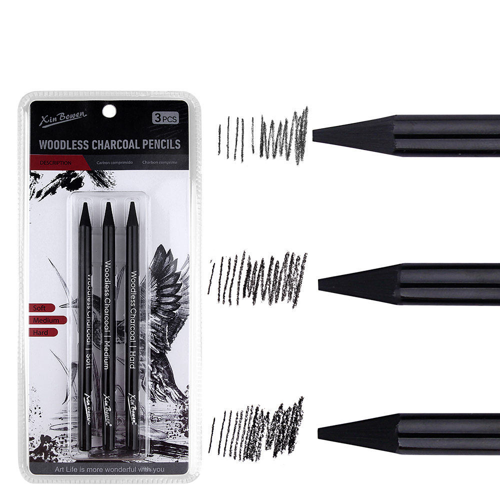 3pcs Woodless Graphite Pencils - Sketching Charcoal Set reseña y precio