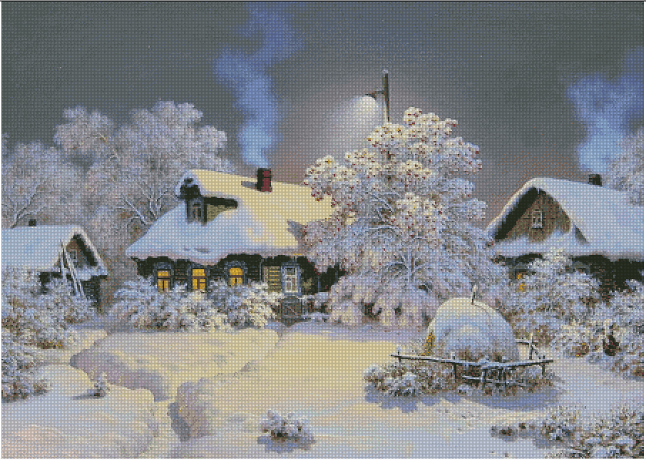 Winter village Embroidery Snow - Art Craft Village reseña y precio