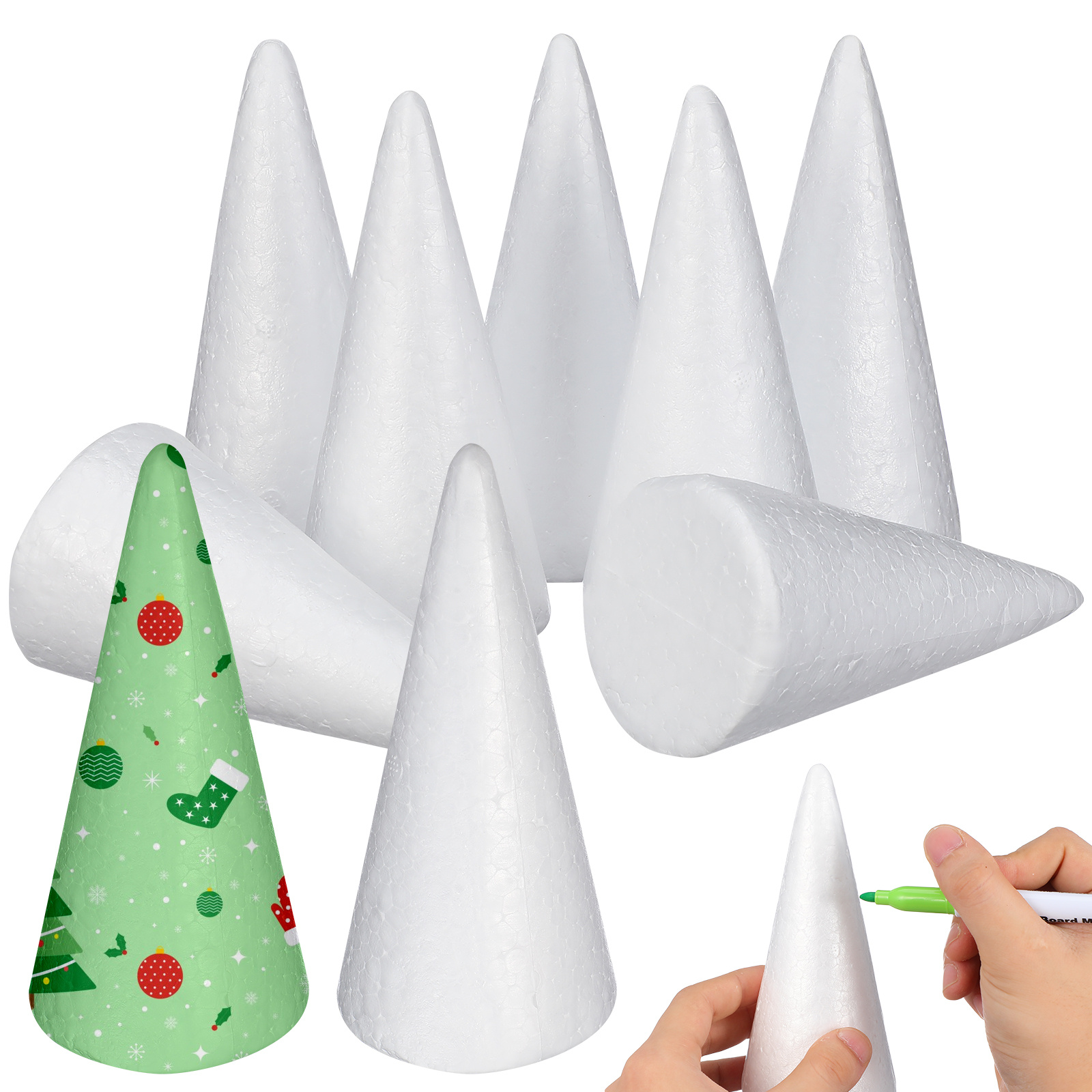 12pcs Foam Cones 15Cm White Di - Art Craft Tree reseña y precio